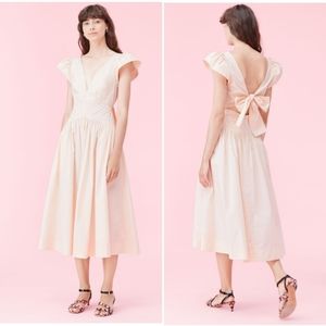 La Vie Rebecca Taylor Poplin Midi Dress Peach- Med